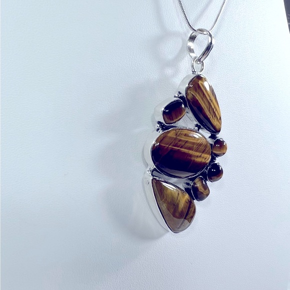 Exotic 🐯👀 Tiger Eye Pendant & Bracelet 925 Gemstone Set - Picture 5 of 11